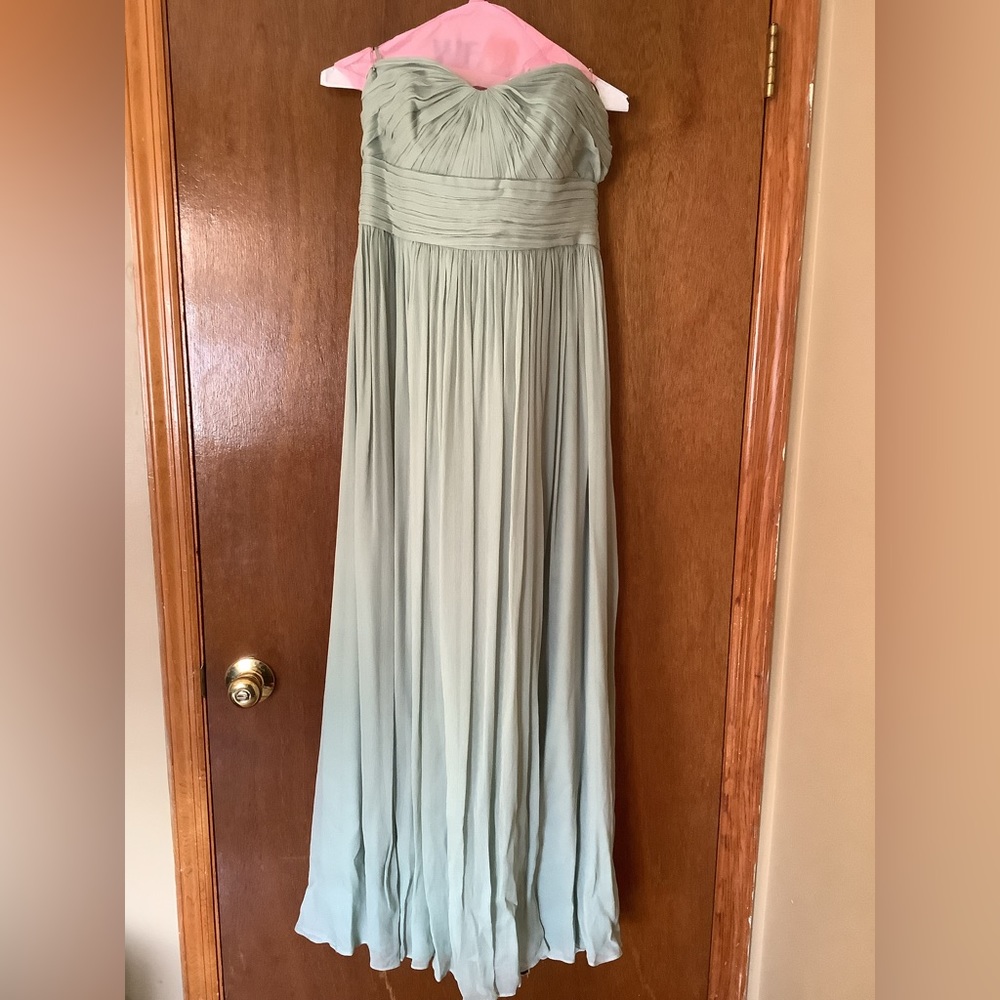 J. Crew strapless sweetheart neckline gown.